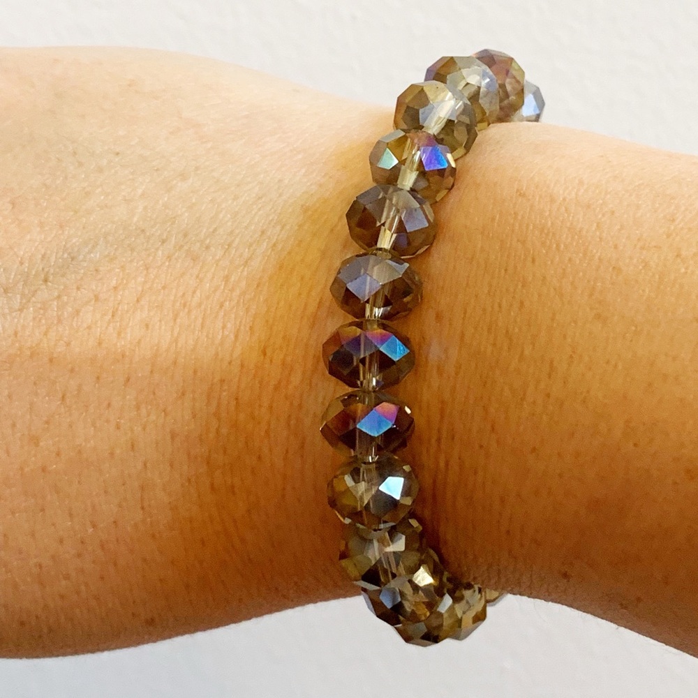 Gray Crystal Bead Stretch Bracelet